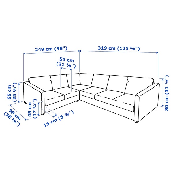 IKEA VIMLE (ІKEA ВИМЛЕ), 5-місний кутовий диван, Гран/Бомстад чорний, 693.067.48 69306748 фото