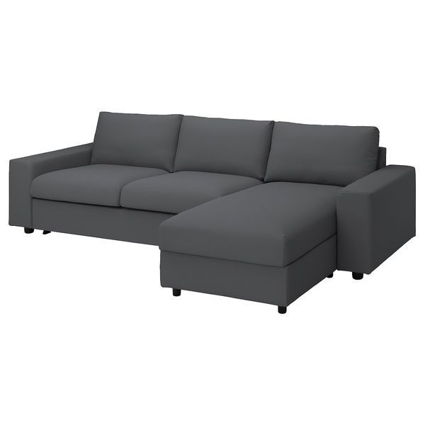 IKEA 3-местный диван с шезлонгом, с широкими подлокотниками/Халларп серый VIMLE, 295.370.86 29537086 фото