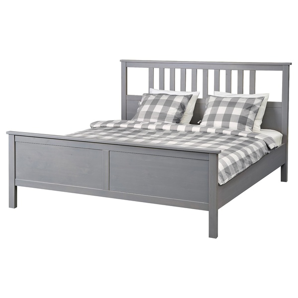 IKEA HEMNES (ІKEA ХЕМНЭС), Каркас ліжка, сірий bejcowane, Lönset, 160х200 см, 592.471.89 59247189 фото