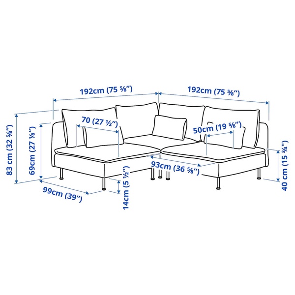 IKEA SODERHAMN (ІKEA СЁДЕРХАМН), 3-місний кутовий диван, Фрідтуна темно-сірий, 594.495.83 59449583 фото