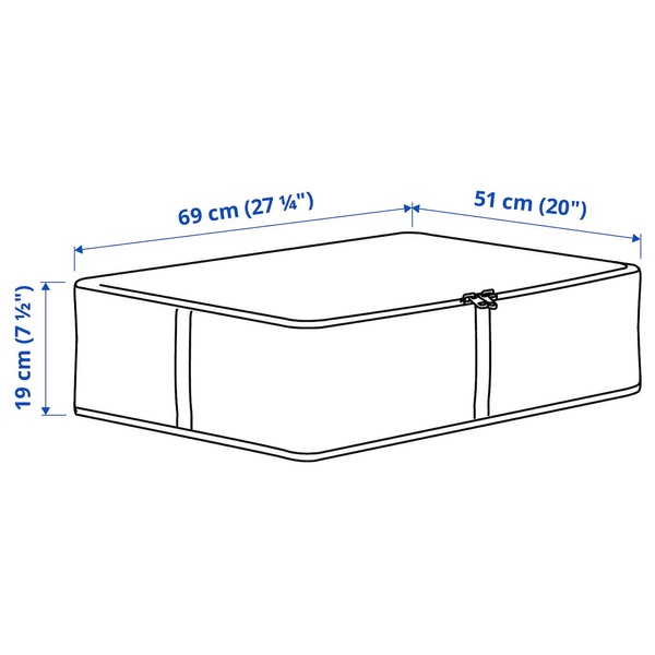 IKEA HEMMAFIXARE (ИКЕА HEMMAFIXARE), Контейнер для одежды/постельного белья, ткань в полоску/белый/серый, 69x51x19 см, 705.039.17 70503917 фото