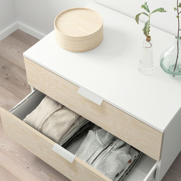 IKEA PLATSA (ИКЕА ПЛАТСА), Комод, 2 ящика, белый/под живую сосну Кальбоден, 80x57x53 см, 095.013.14 09501314 фото
